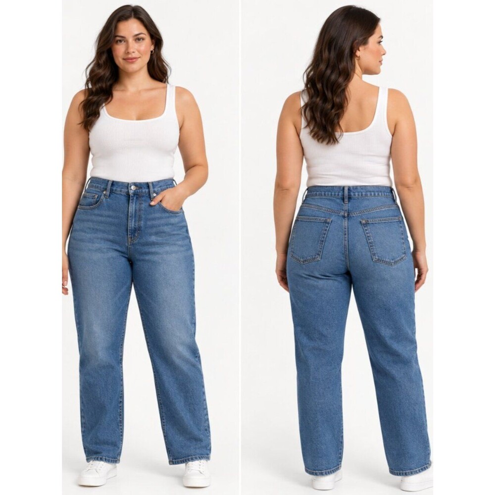 Everlane Way-High Straight Leg Jeans Women Medium Wash High Rise Size 27 Regular